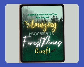 Realistic Pine Tree Silhouette Procreate Brush - Perfect for Digital Landscapes and Forests - Digital Stamp - Holiday Card Stamp