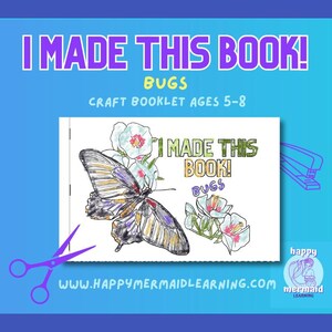 Szybki zestaw kolorowanek do druku | Dla dzieci, które kochają owady! Kolorowanka do samodzielnego wycinania i zszywania + dodatkowa książeczka z syrenką | Wiek 4–8 lat