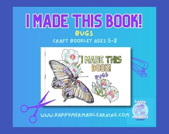 Quick Printable Coloring Book Bundle | For Kids Who Love Bugs! DIY Cut‑and‑Staple Coloring Book + Bonus Mermaid Booklet | Ages 4–8