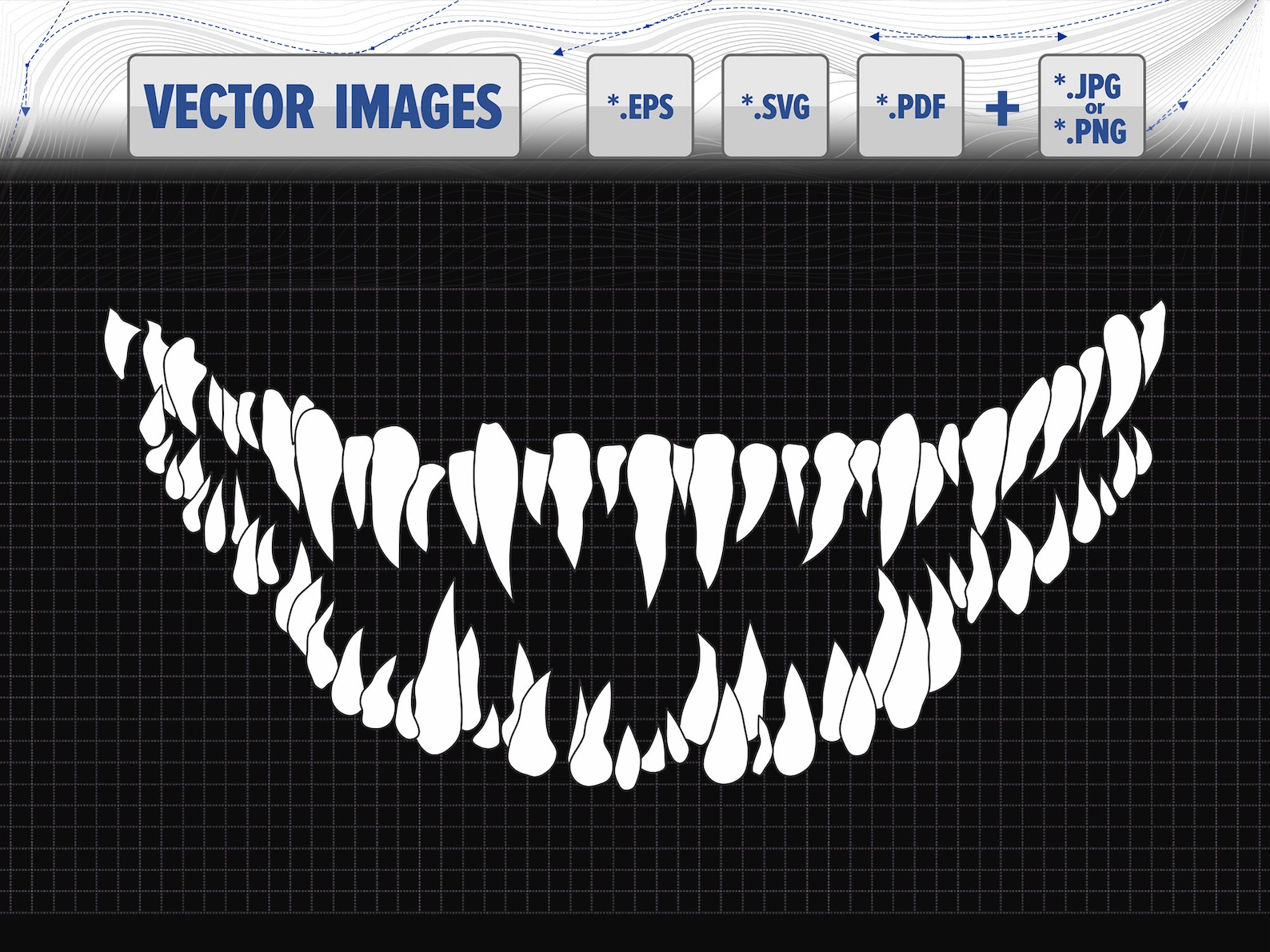Smile Scary Teeth Vector Graphic Clipart Svg, Eps, Cmx, Cdr v13, Pdf