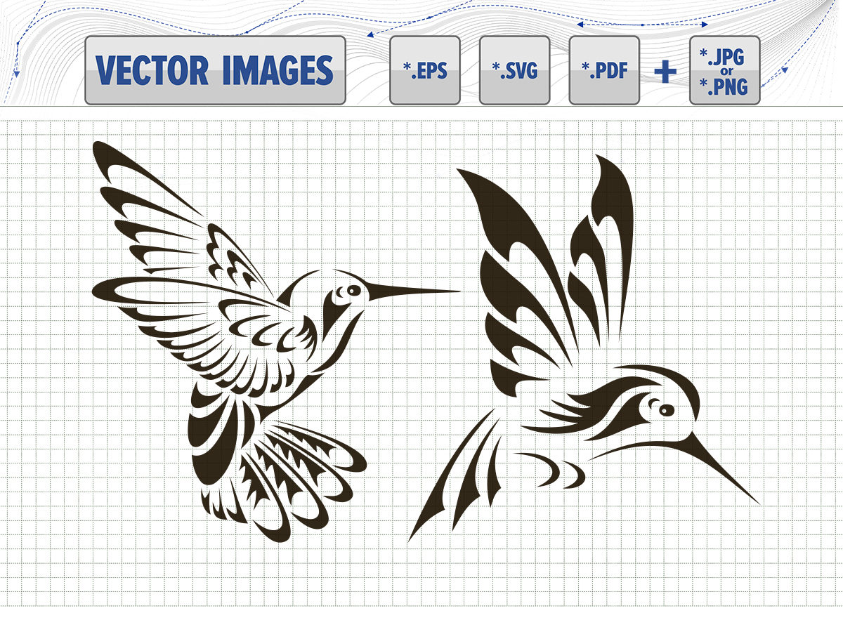 Hummingbirds vector graphic svg dxf eps pdf and png for | Etsy