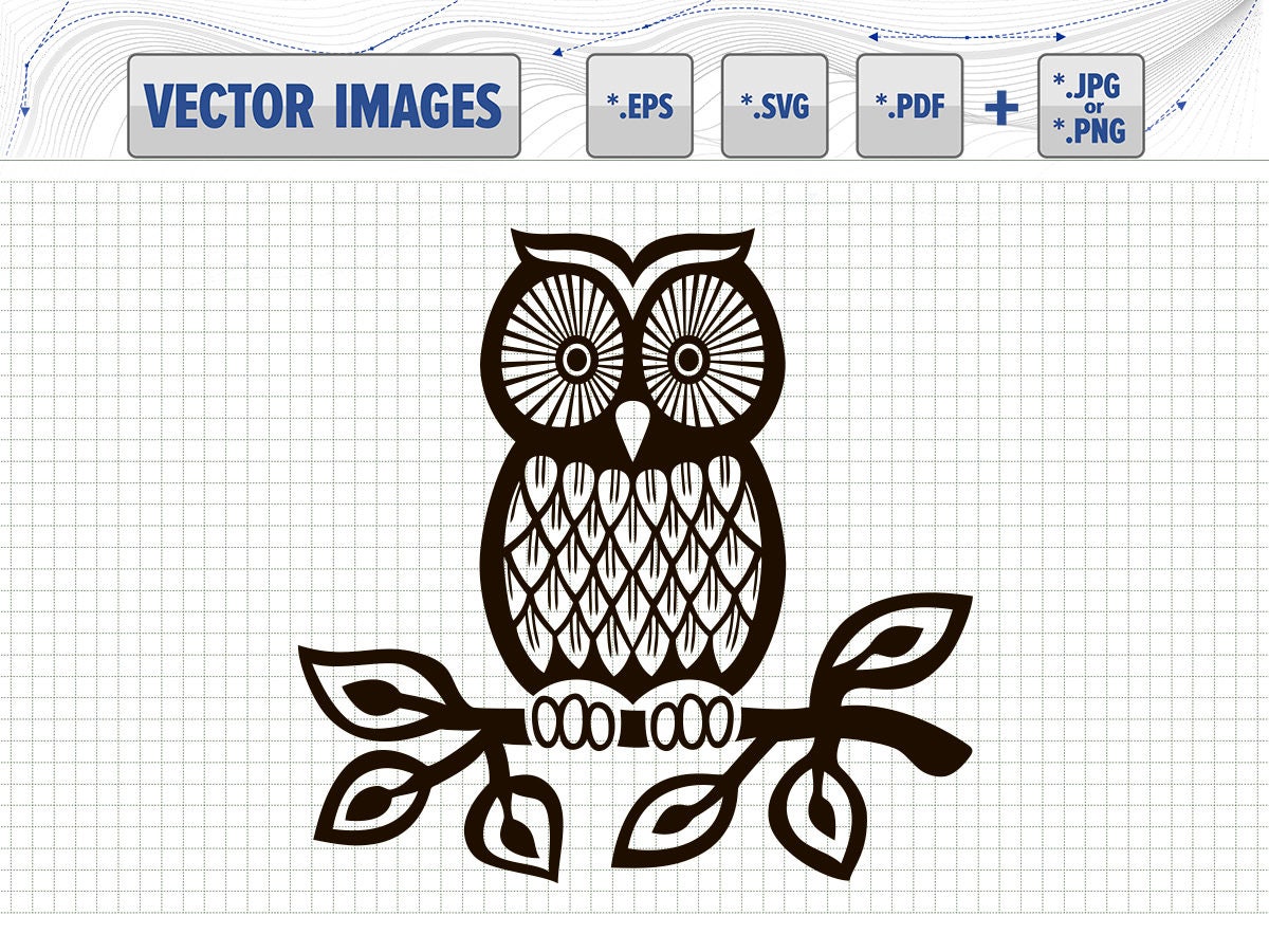 Download Owl on the branch vector graphic svg dxf eps pdf and png ...