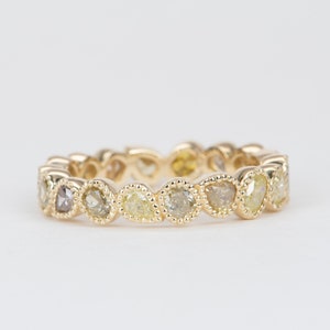 1.76ct Natural Fancy Diamond Full Eternity Band 14K Gold Fancy Yellow Brown Champagne Cognac Color Diamonds Earth-Mined Bezel Set R6572