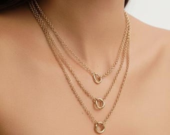 Real 14K Gold 2.3mm Belcher Rolo Chain Link Necklace with Push Gate Connector Closure 15.5" 17.5" 3g+ Layering Necklaces Sailor Clasp