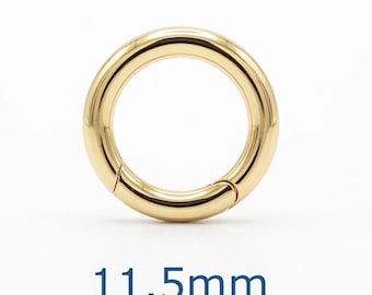 Push Gate 11.5mm Circle Solid 14K 18K Gold Round Pendant Holder Enhancer Annex Link Circle Shape Necklace Connector Bail Designer M4029