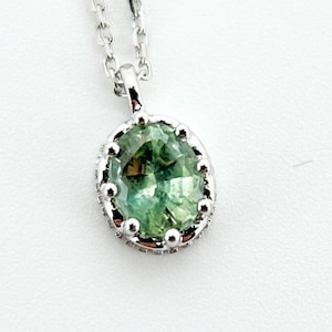 14K Gold Montana Sapphire Vintage Lace Edge Pendant Necklace Chain Included Teal Blue Green Perfect Anniversary Christmas Gift for Her R4635