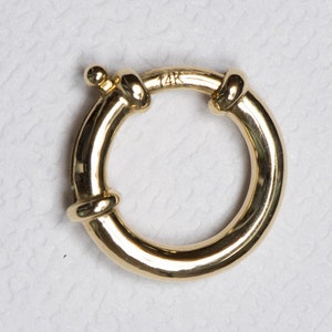 13mm Large Spring Ring Sailor Clasp 14K Gold Circle Pendant Enhancer Necklace Charm Holder Connector Hoop Bail Clip Layering Look AD2392v13
