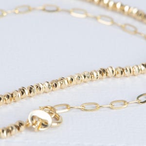 Collar de oro auténtico de 18 quilates, cadena de 45 cm (18"), mitad clip, mitad cuenta brillante, 3,8 g+, con textura de cuentas, especial, versátil, ideal como regalo para ella. R4381 imagen 1