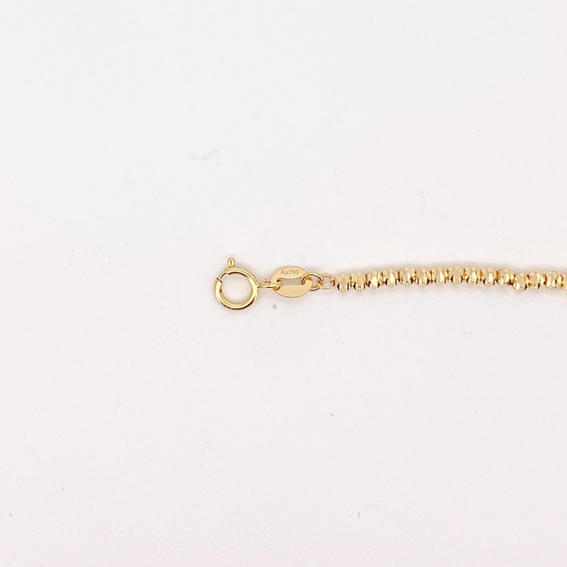 Collar de oro auténtico de 18 quilates, cadena de 45 cm (18"), mitad clip, mitad cuenta brillante, 3,8 g+, con textura de cuentas, especial, versátil, ideal como regalo para ella. R4381 imagen 8