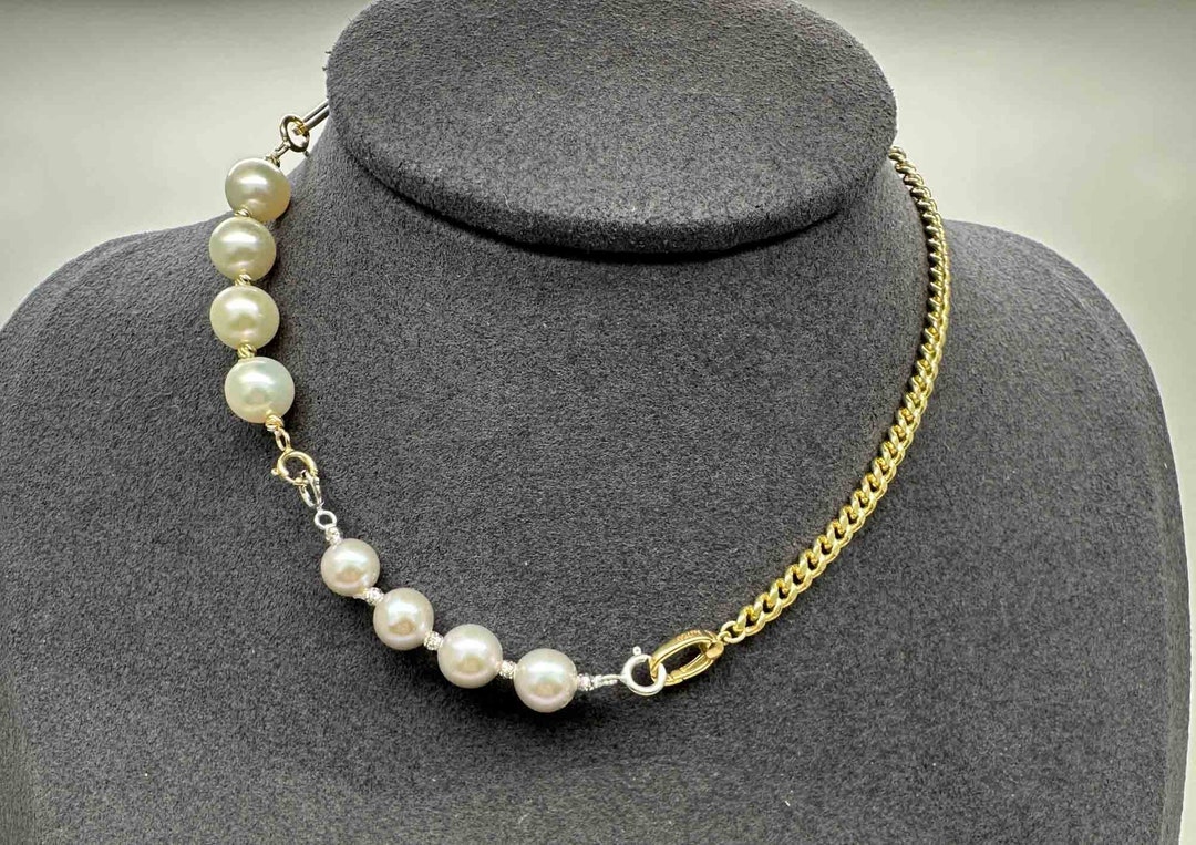Pearl and 18K Gold Extension Chain for Necklace Spring Ring Works for