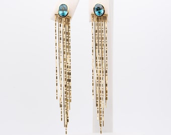 Solid 18K Gold 2.5" Long Fringe Earring Dangles 3g+ Dangle Shiny Chains Lots of Movement Great for Party Designer Jewelry Birthday Gift