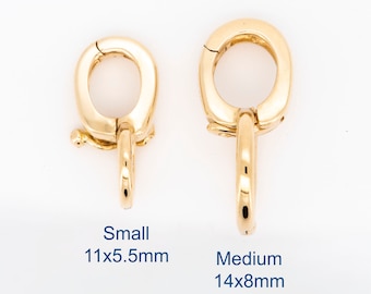 14x8mm Pendant Charm Enhancer Converter Bail Openable with Safety Latch 14K 18K Gold Attachment Correct Bail Side Add to Chain Clip On M4035