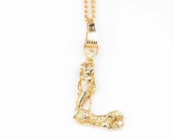 Solid 14K Gold Erte Alphabet Series Letter L Pendant Charm with Diamond V1201