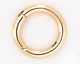 Push Gate Small Circle 9mm 9K 14K 18K Gold Pendant Bail Round Circular Shape Spring Closure Clasp Charm Enhancer Chain Connector Gift M4006S