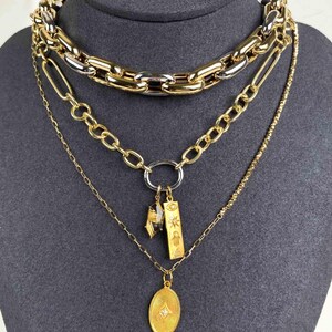 Collar de oro auténtico de 18 quilates, cadena de 45 cm (18"), mitad clip, mitad cuenta brillante, 3,8 g+, con textura de cuentas, especial, versátil, ideal como regalo para ella. R4381 imagen 6