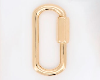 25x12mm Solid 14K or 18K Gold Carabiner Chain Connector Charm Holder for Necklace Pendant Neck Stack Super Secure Screw Closure Gift M4054