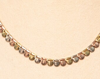 14K Gold Tri-color Necklace Italy 10.54g V1137 - Etsy