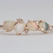 Faceted Opal Ring 14K Gold Mixed Pear Shape Oval with Diamonds Cluster Unique Wedding Band Stacking Rings Ethiopian Fire AD1469O