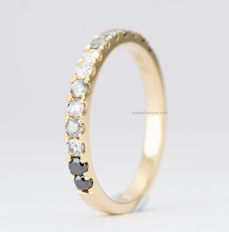 2mm Salt and Pepper Diamond Wedding Band Half Eternity 0.45ct Etsy