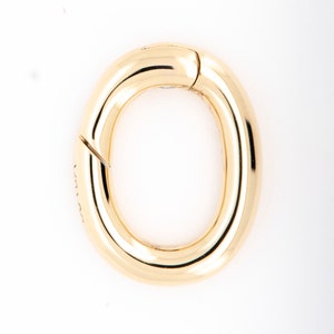 Push Gate Small Oval 9x7mm 9K 14K 18K Gold Clasp Charm Pendant Enhancer Bail Spring Closure Necklace Gift Necklace Connector Layer M4007s