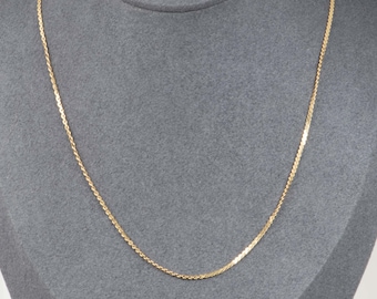 14K Gold Vintage 1.7mm Wide Serpentine Chain Necklace 20" Stamped Italy V1197