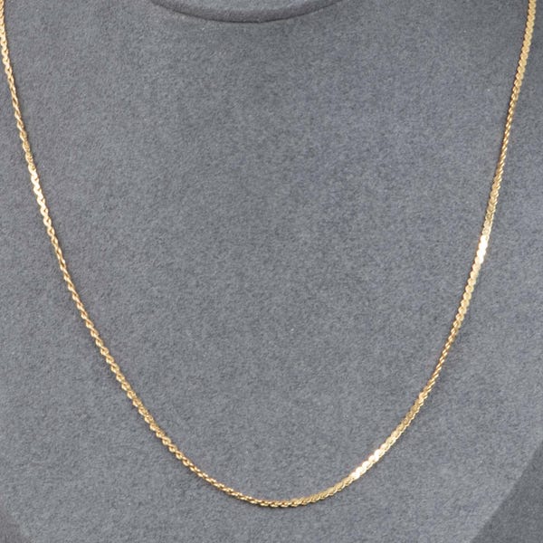 14K Gold Vintage 1.7mm Wide Serpentine Chain Necklace 20" Stamped Italy V1197