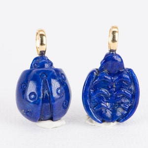 Lapis Lazuli Hand Carved Ladybug Pendant with 18K Gold Bail Carving Natural Gemstone No Treatment No Dye Animal Insect Jewelry OOAK R4380 image 2