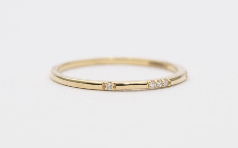 Constellation Diamond Ring 18K Gold Wedding Band Engagement Stacking Rings Stackable Minimalist Thin Anniversary Birthday Gift 1mm AD1162