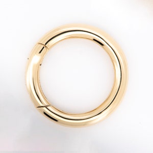 Push Gate Large Circle 13mm 14K 18K Gold Charm Holder Round Circular Spring Closure Bail Clasp Pendant Enhancer Necklace Connector M4006
