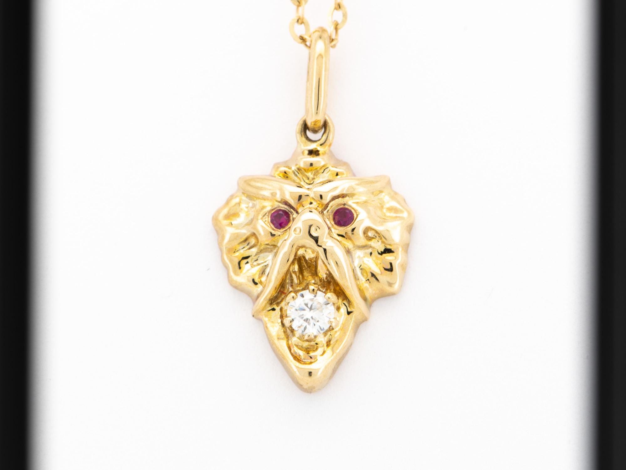 AVALANCHE GRIFFIN PENDANT‼️ Vintage Inspired Griffin Pendant Solid 9K Gold Ruby Eyes