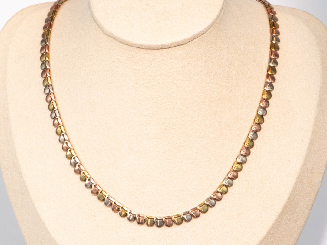 限定価格セール！ 14K Etsy - V1137 10.54g Italy Necklace Tri-color Gold アクセサリー