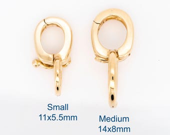 14x8mm Pendant Charm Enhancer Converter Bail Openable with Safety Latch 14K 18K Gold Attachment Correct Bail Side Add to Chain Clip On M4035