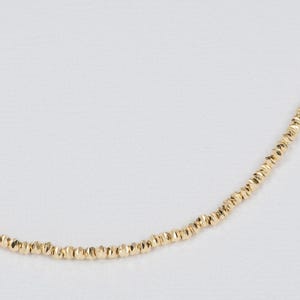 Collar de oro auténtico de 18 quilates, cadena de 45 cm (18"), mitad clip, mitad cuenta brillante, 3,8 g+, con textura de cuentas, especial, versátil, ideal como regalo para ella. R4381 imagen 2