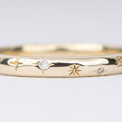 Unique Wedding Band Star Wedding Ring Celestial Moon Wedding - Etsy ...