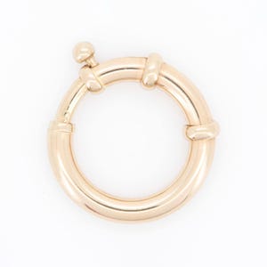 14K Gold Spring Ring Sailor Clasp 12mm 14mm Round Charm Holder Circle Pendant Enhancer for Necklace Connector Hoop Bail Clip Layering AD2392 image 1