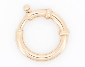 14K Gold Spring Ring Sailor Clasp 12mm 14mm Round Charm Holder Circle Pendant Enhancer for Necklace Connector Hoop Bail Clip Layering AD2392