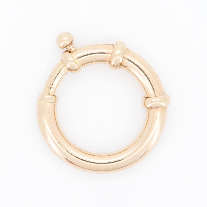 14K Gold Spring Ring Sailor Clasp 12mm 14mm Round Charm Holder Circle Pendant Enhancer for Necklace Connector Hoop Bail Clip Layering AD2392 image 1