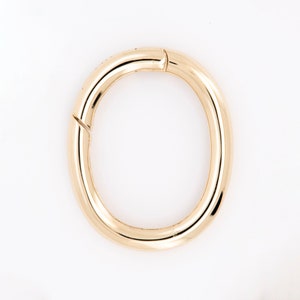 Push Gate Large Oval 16x12mm 14K Gold Clasp Charm Pendant Enhancer Bail Spring Closure Necklace Gift For Her Necklace Connector Layer M4007