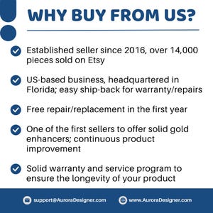 The image is a promotional image for a seller named AuroraDesigner, which features a list of reasons why customers should buy from them.