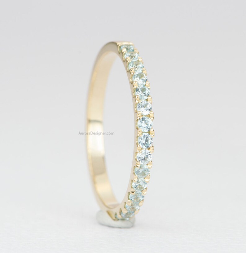 Light Blue Zircon Ring 14K Gold 1.6mm 1.8mm Wedding Band Etsy