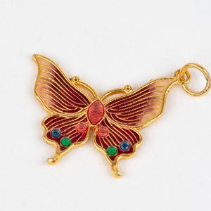 18K Gold Colorful Enamel Butterfly Charm Double-Sided Delicate Artsy Artistic Unique Perfect Birthday Gift for Her Spring Inspired R4685