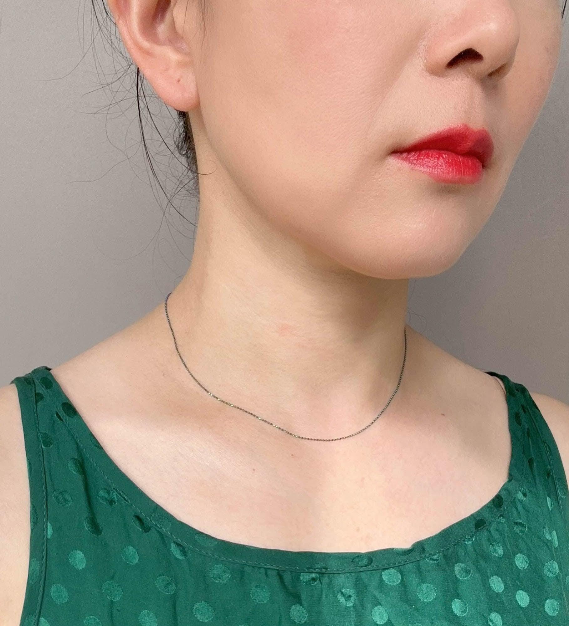 18Kゴールド 玉虫色 調節可能 ビーズチェーンネックレス 18インチ 