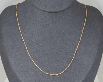 14K Gold 1.3mm Wide Specialty Chain Necklace 20" Twisting Tinsel Chain Sparkly V1193