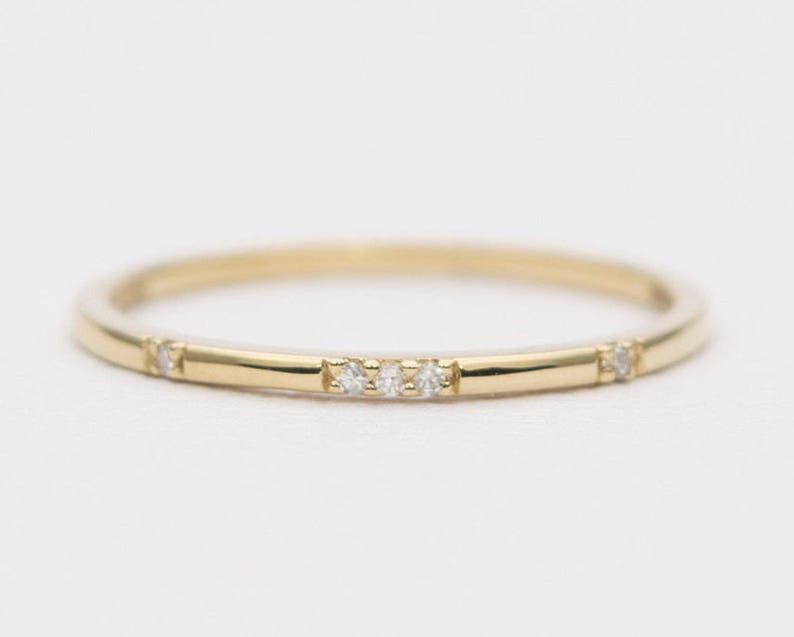 Constellation Diamond Ring 18K Gold Wedding Band Engagement Stacking Rings Stackable Minimalist Thin Anniversary Birthday Gift 1mm AD1162