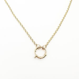 14K Gold Spring Ring Sailor Clasp 12mm 14mm Round Charm Holder Circle Pendant Enhancer for Necklace Connector Hoop Bail Clip Layering AD2392 image 5