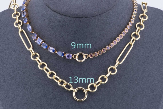 Open Round Clasp Charm Holder + Small Link Chain Necklace