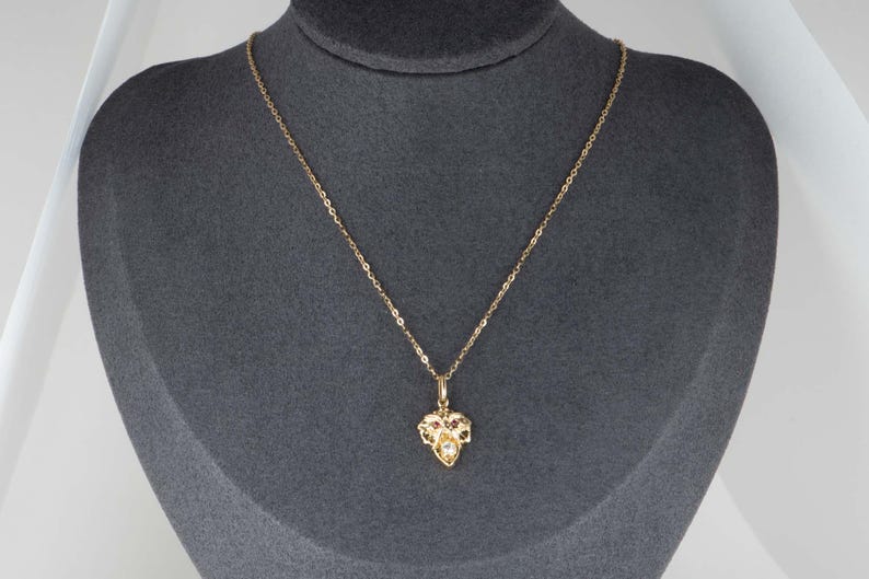Pingente de Grifo de Inspiração Vintage em Ouro Maciço 9K com Olhos de Rubi e Boca de Moissanita - Amuleto Animal, Dragão, Presente Único para Ela, Gárgula Dragão M4009 imagem 3