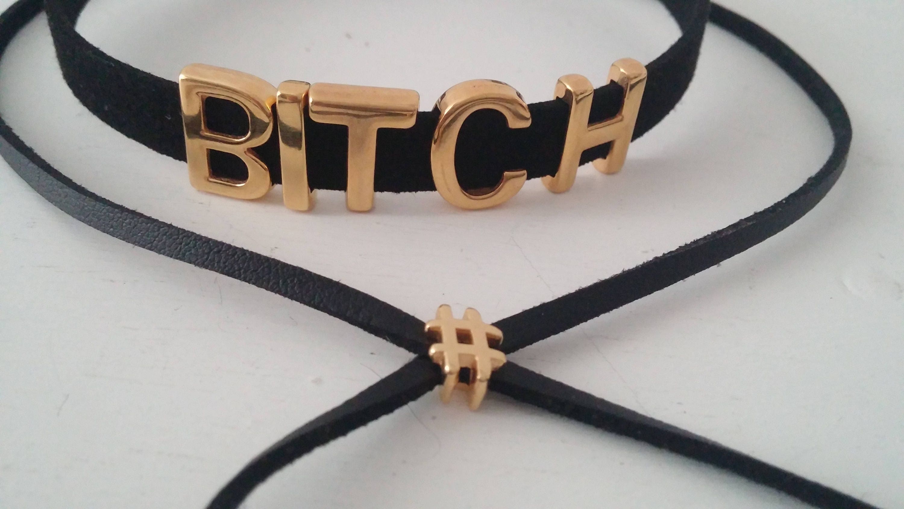 Leather Unique Chokers BITCH Custom Name Choker Personalized Choker