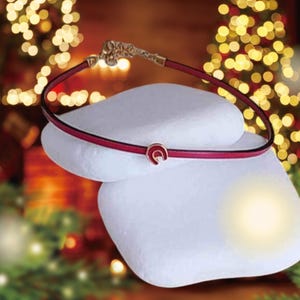 Gargantilla de cuero con forma de herradura, collar de joyería, gargantilla navideña, regalo hecho a mano en oro rojo, ideas de buena suerte para el año nuevo, caja con dije del año 2025