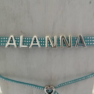 Initials necklace Name chokers Personalized choker Heart jewelry Turquoise necklace Initial chocker Letter chokers unique custom gift Suede